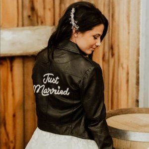 David’s Bridal Just Married Vegan Leather Jacket